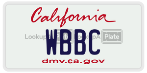 WBBC license plate in California