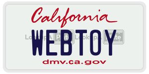 WEBTOY license plate in California