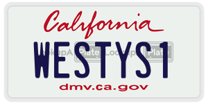 WESTYS1 license plate in California
