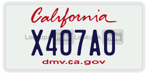 X407A0  license plate in CA
