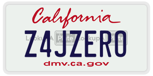 Z4JZERO license plate in California
