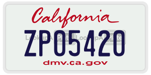 ZP05420  license plate in CA