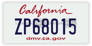 ZP68015  license plate in CA