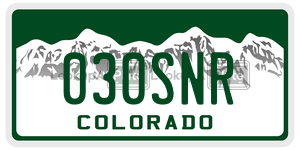 030SNR license plate in Colorado
