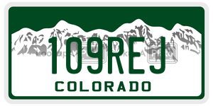 109REJ license plate in Colorado