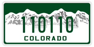 110110  license plate in CO