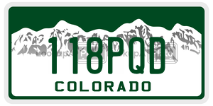 118PQD  license plate in CO