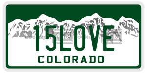15LOVE  license plate in CO