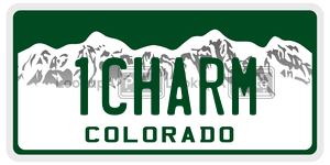1CHARM  license plate in CO