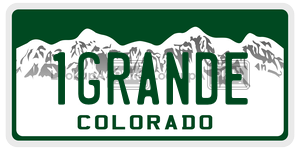1GRANDE  license plate in CO