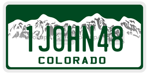 1JOHN48  license plate in CO