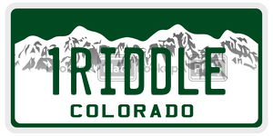 1RIDDLE  license plate in CO