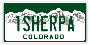 1SHERPA  license plate in CO