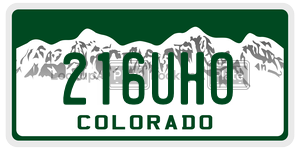 216UHO  license plate in CO