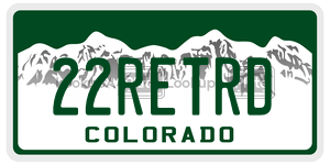 22RETRD  license plate in CO