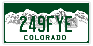 249FYE  license plate in CO