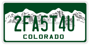 2FA5T4U  license plate in CO