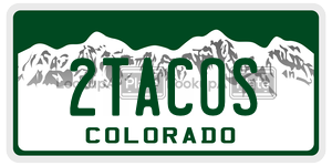 2TACOS  license plate in CO
