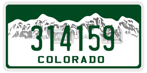 314159  license plate in CO