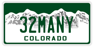 32MANY  license plate in CO