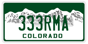 333RMA  license plate in CO