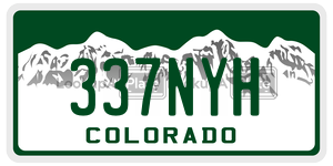 337NYH license plate in Colorado