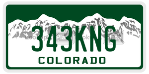 343KNG license plate in Colorado