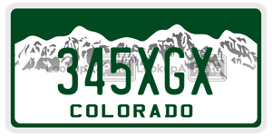 345XGX  license plate in CO