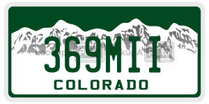 369MII  license plate in CO