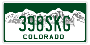 398SKG  license plate in CO