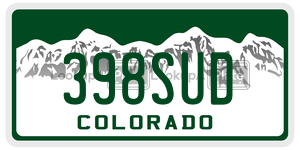 398SUD license plate in Colorado