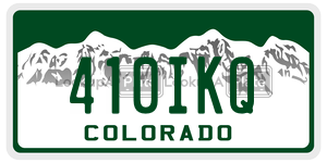 410IKQ  license plate in CO