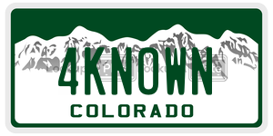 4KNOWN  license plate in CO
