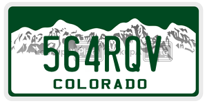564RQV  license plate in CO
