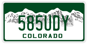 585UDY license plate in Colorado