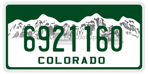 6921160 license plate in Colorado