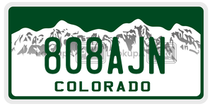 808AJN  license plate in CO