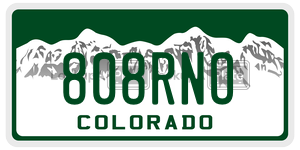 808RNO  license plate in CO