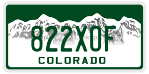 822XOF  license plate in CO