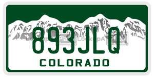 893JLQ  license plate in CO