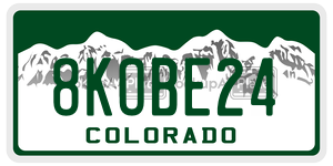 8KOBE24  license plate in CO