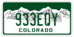 933EQY  license plate in CO
