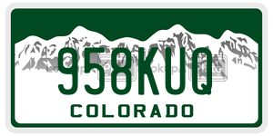 958KUQ license plate in Colorado