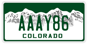AAAY86  license plate in CO