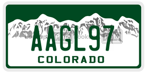 AAGL97  license plate in CO