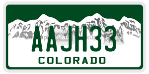 AAJH33  license plate in CO