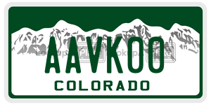 AAVK00  license plate in CO