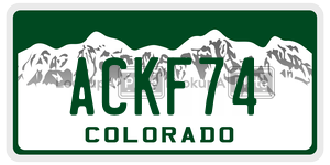 ACKF74  license plate in CO