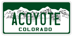 ACOYOTE license plate in Colorado