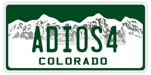 ADIOS4  license plate in CO
